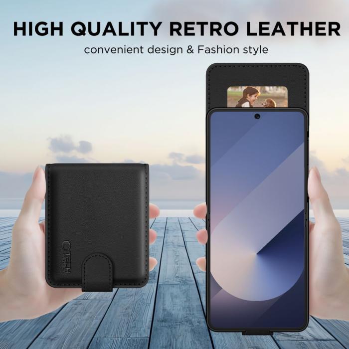 Bild 2, Tech-Protect Galaxy Z Flip 7 Fodral Läder Svart