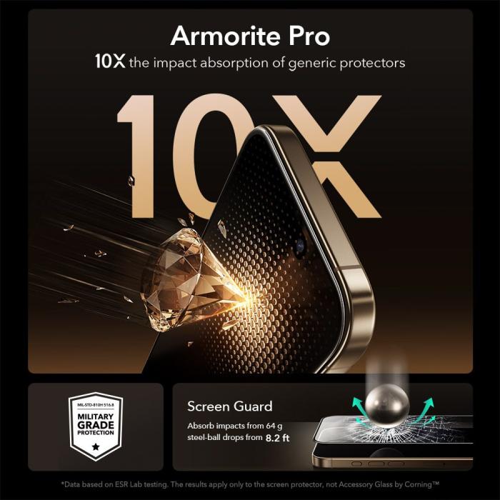 Bild 4, ESR iPhone 17 Pro Max UltraFit Armorite Pro Skärmskydd Härdat Glas