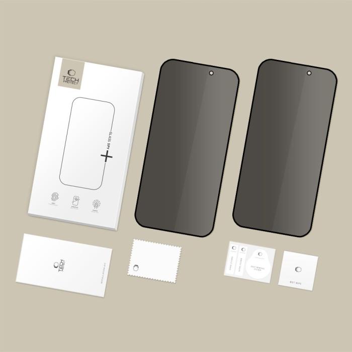 Bild 2, Tech-Protect iPhone 17 Pro/17/16 Pro 2-PACK Skärmskydd Härdat Glas Privacy