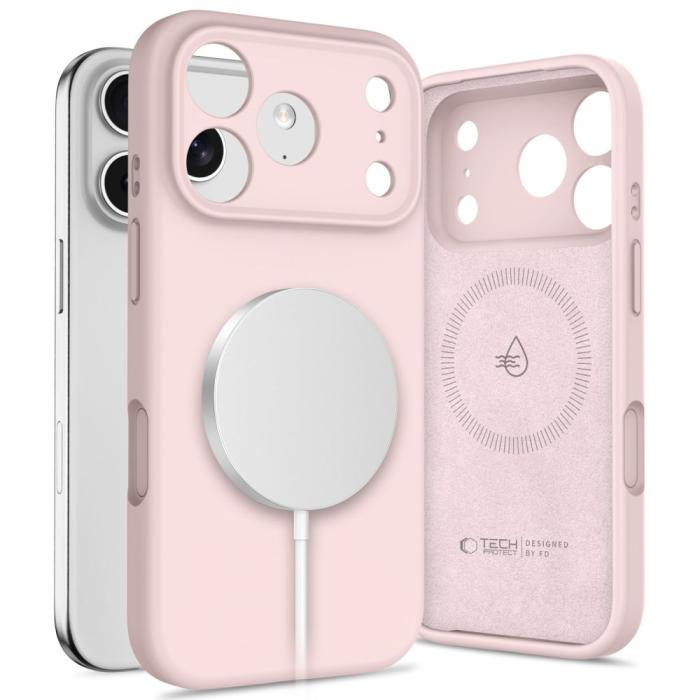 Bild 1, Tech-Protect iPhone 17 Pro Skal MagSafe Silicone Pink Pearl