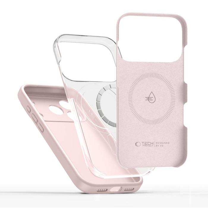 Bild 2, Tech-Protect iPhone 17 Pro Skal MagSafe Silicone Pink Pearl