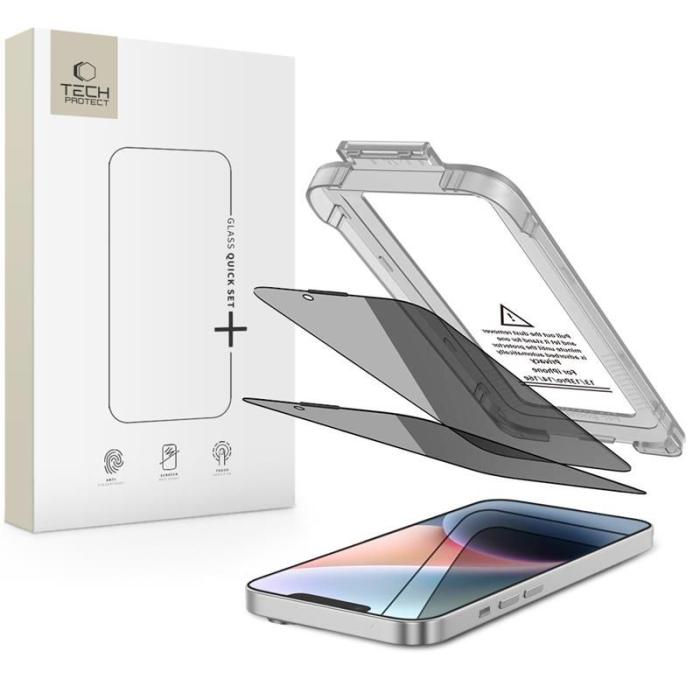 Bild 1, Tech-Protect iPhone 16e /14/13 Pro/13 2-PACK Skärmskydd Quick Set Spy+ Privacy