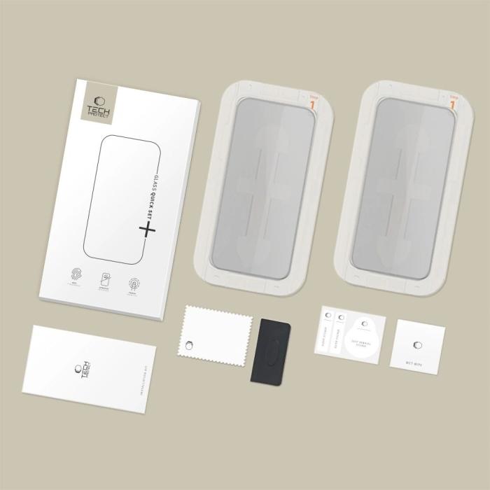 Bild 3, Tech-Protect iPhone 16e /14/13 Pro/13 2-PACK Skärmskydd Quick Set Spy+ Privacy