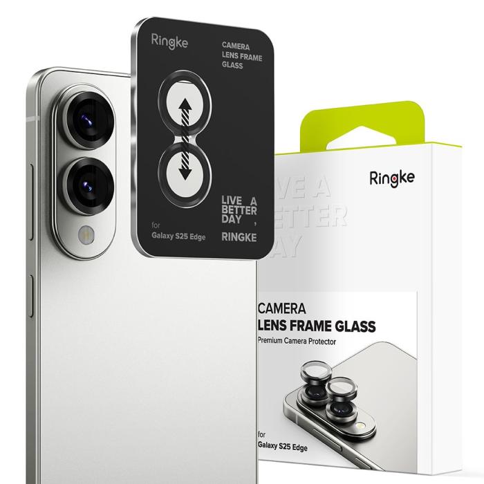 Bild 1, Ringke Samsung Galaxy S25 Edge Linsskydd Härdat Glas Svart