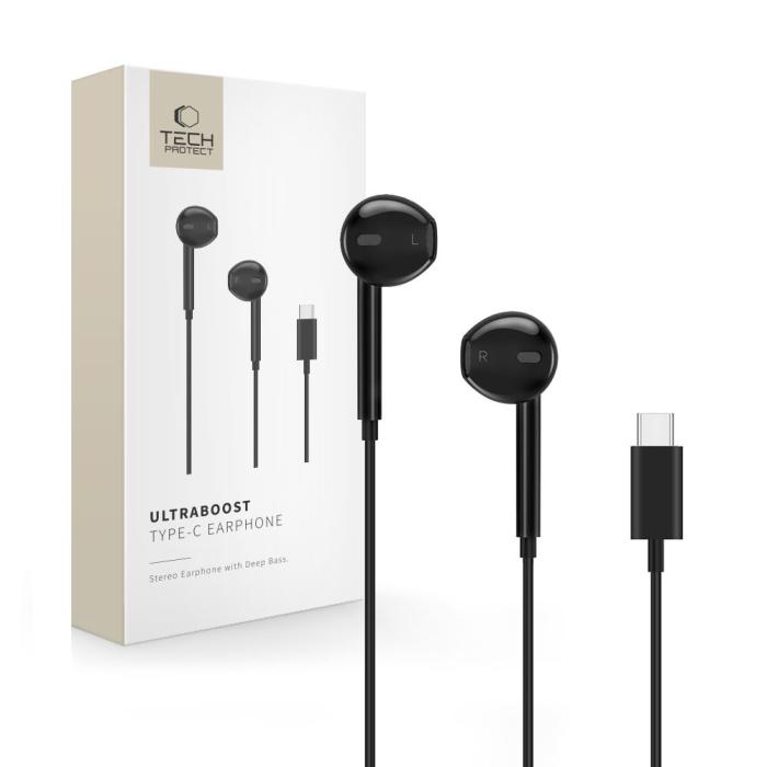 Bild 1, Tech-Protect In-Ear Hörlurar USB-C UltraBoost Svart