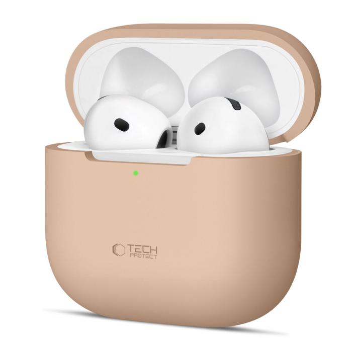 Bild 1, Tech-Protect AirPods 4 Skal Silikon Cafe Latte