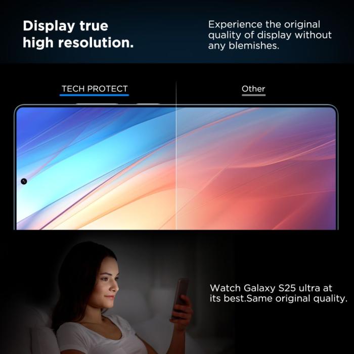 Bild 4, Tech-Protect Galaxy S25 Ultra 2-PACK Skärmskydd QuickSet+ Härdat Glas