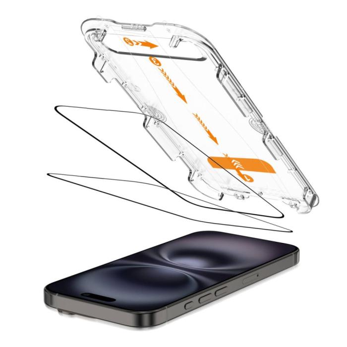 Bild 2, Tech-Protect iPhone 16/15 2-PACK Skärmskydd QuickSet+ Härdat Glas