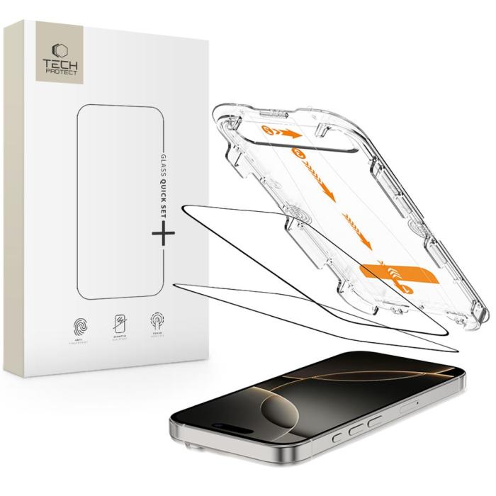 Bild 1, Tech-Protect iPhone 16 Pro 2-PACK Skärmskydd QuickSet+ Härdat Glas