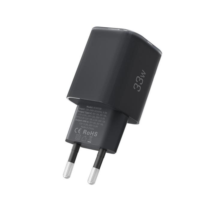 Bild 4, Tech-Protect 33W Väggladdare PD QC USB-C / USB-A Svart