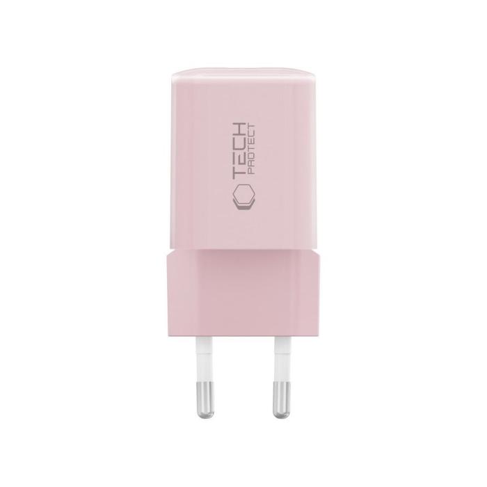Bild 3, Tech-Protect 33W Väggladdare PD QC USB-C / USB-A Baby Pink
