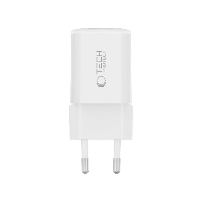 Bild 3, Tech-Protect 33W Väggladdare PD QC USB-C / USB-A Vit