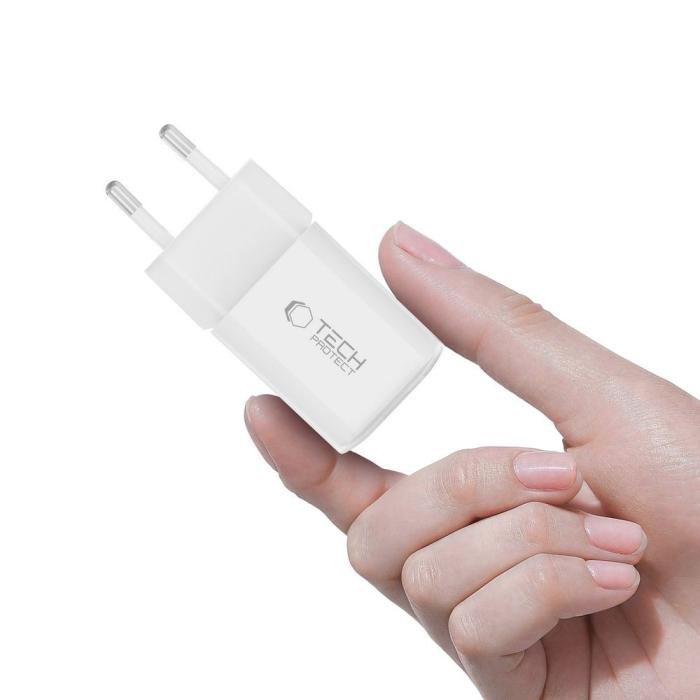 Bild 5, Tech-Protect 33W Väggladdare PD QC USB-C / USB-A Vit