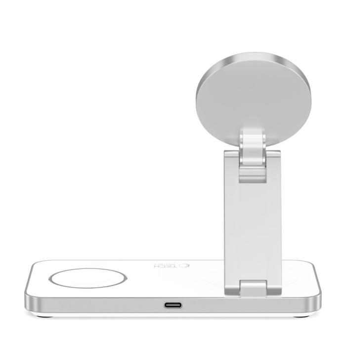 Bild 6, Tech-Protect 15W Qi Trådlös 3in1 Magnetisk MagSafe Laddare Vit