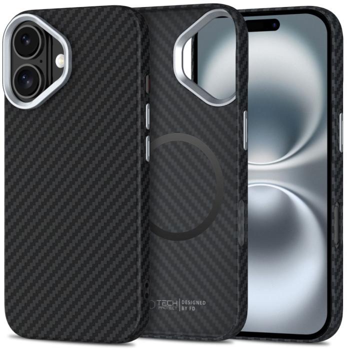 Bild 1, Tech-Protect iPhone 16 Skal MagSafe ION Carbon Svart