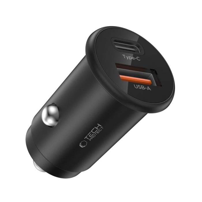 Bild 2, Tech-Protect 35W PD QC USB-C / USB-A Billddare Svart