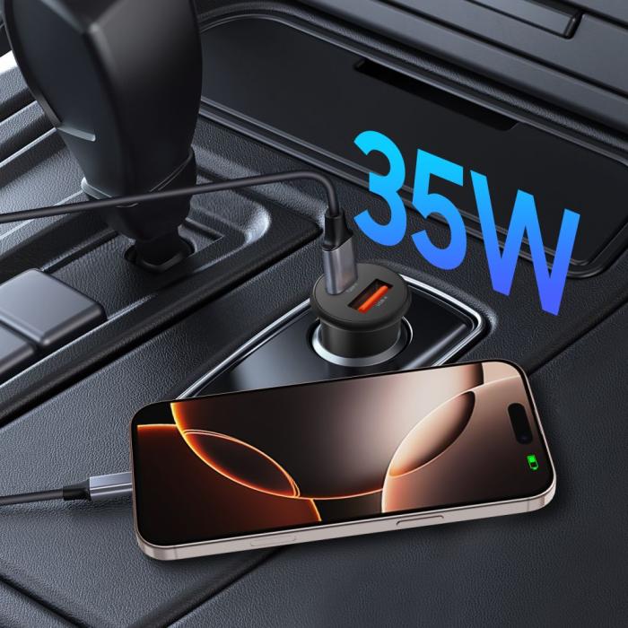 Bild 4, Tech-Protect 35W PD QC USB-C / USB-A Billddare Svart
