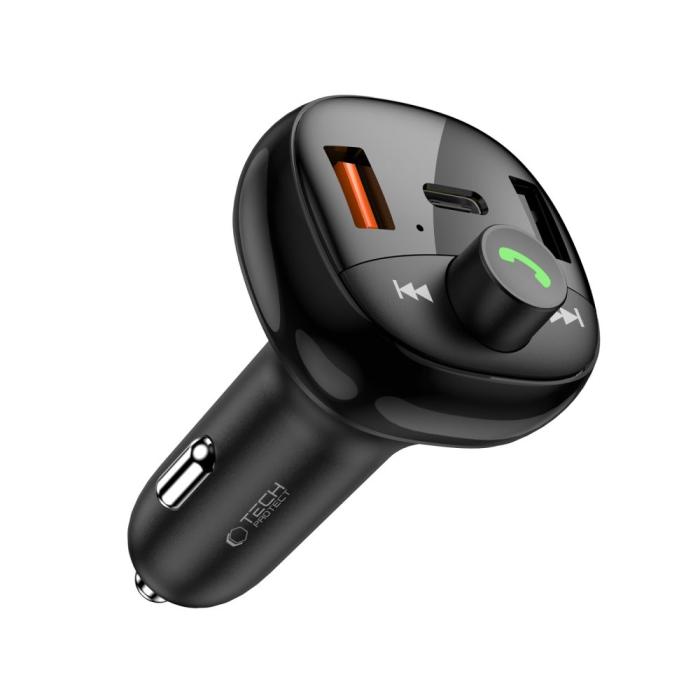 Bild 2, Tech-Protect 72W PD USB-C / USB-A Billaddare Med Bluetooth FM Sändare