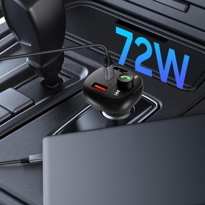 Bild 5, Tech-Protect 72W PD USB-C / USB-A Billaddare Med Bluetooth FM Sändare