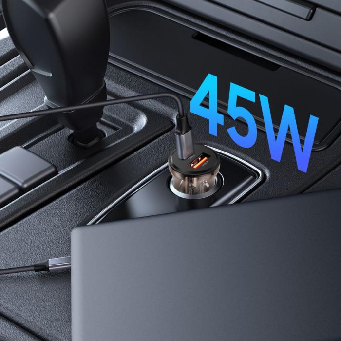 Bild 5, Tech-Protect 45W PD QC Billaddare USB-C / USB-A Svart
