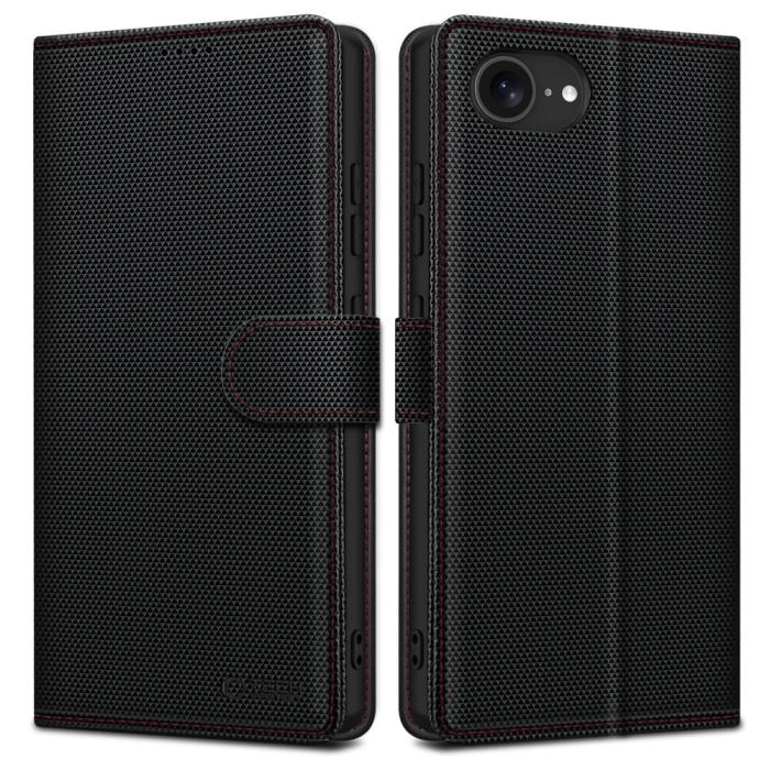 Bild 1, Tech-Protect iPhone 16e Fodral Wallet RS Svart / Röd