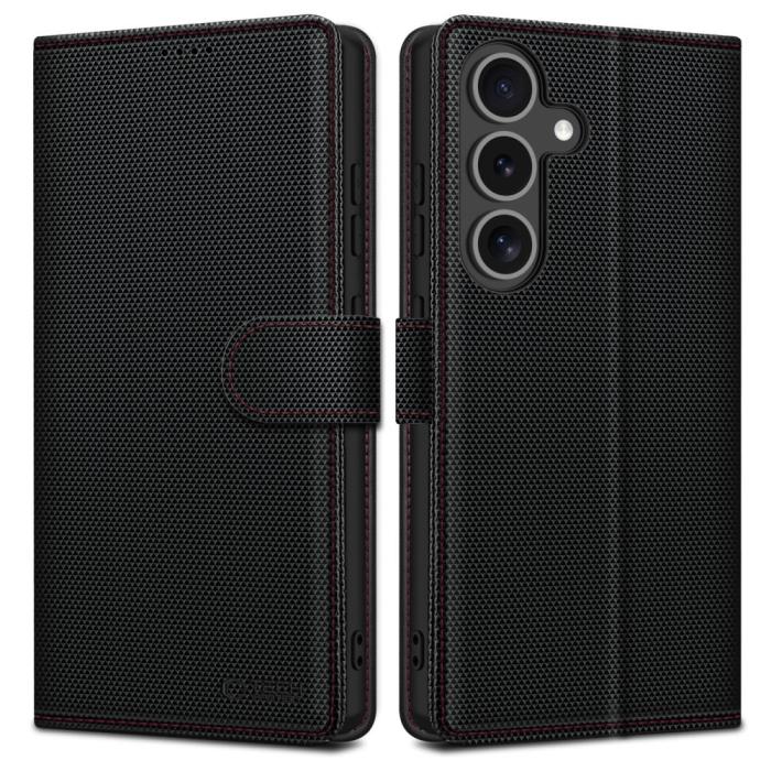 Bild 1, Tech-Protect Smsung Galaxy S25 Fodral Wallet RS Svart / Röd