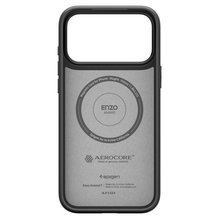 Bild 4, Spigen iPhone 17 Pro Skal MagSafe Enzo Aramid 'T' Svart