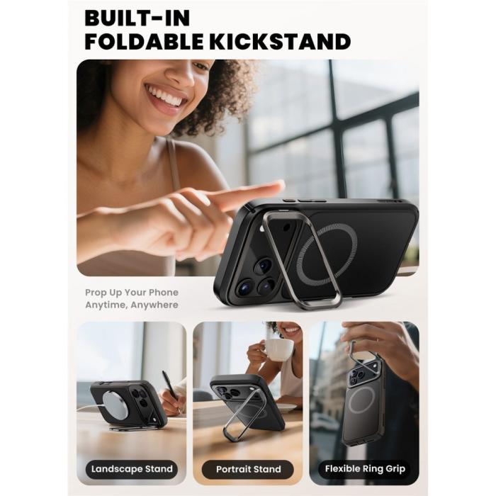Bild 5, Supcase iPhone 17 Pro Skal MagSafe Iblsn Ares Flip Svart