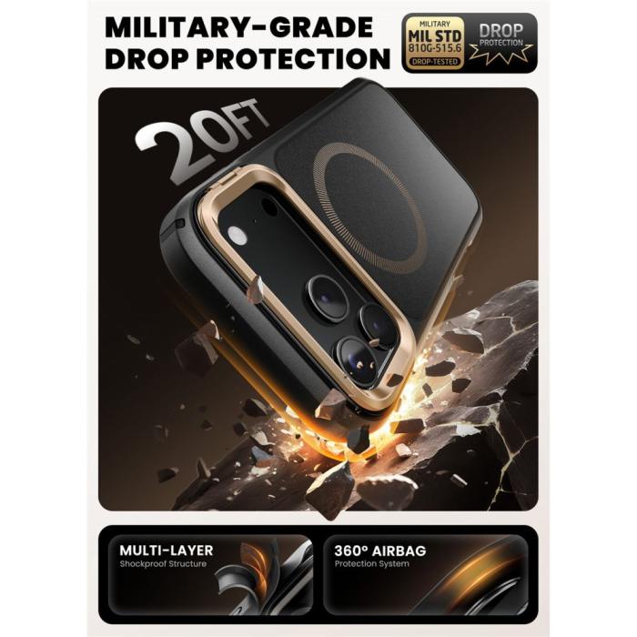 Bild 3, Supcase iPhone 17 Pro Skal MagSafe Iblsn Ares Flip Desert Gold