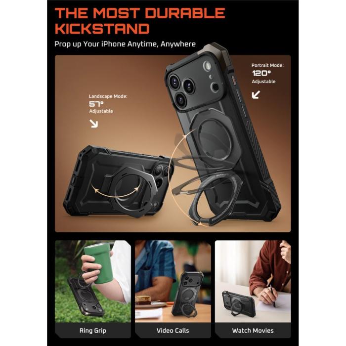Bild 4, Supcase iPhone 17 Pro Skal MagSafe Unicorn Beetle Grip Svart