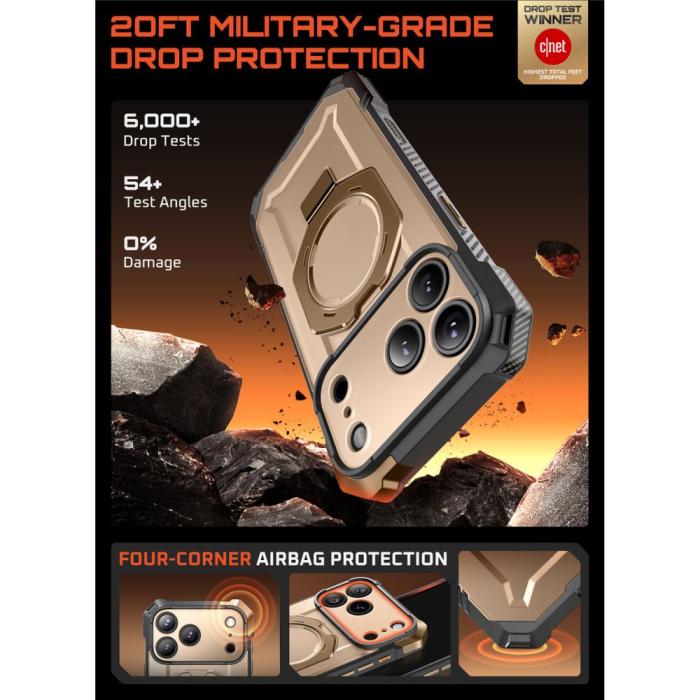 Bild 3, Supcase iPhone 17 Pro Max Skal MagSafe Unicorn Beetle Grip Desert Gold