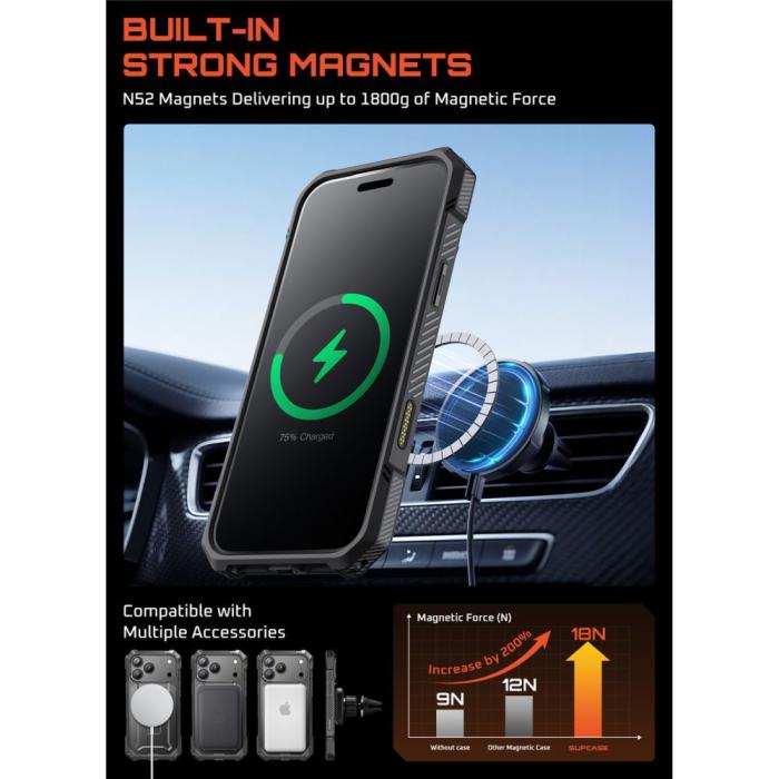 Bild 5, Supcase iPhone 17 Pro Max Skal MagSafe Unicorn Beetle Grip Grey