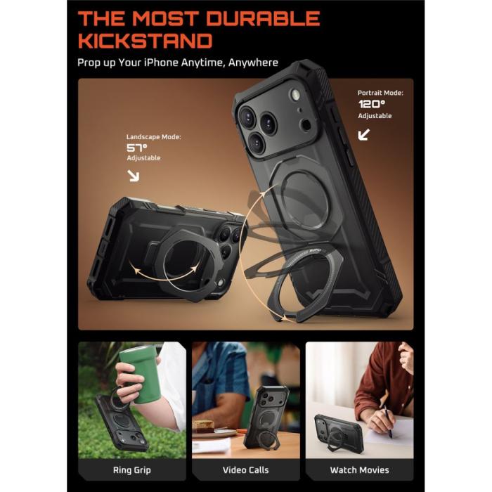 Bild 4, Supcase iPhone 17 Pro Skal MagSafe Unicorn Beetle Grip Pro Svart