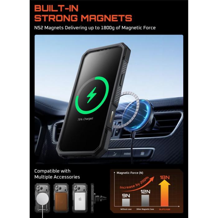 Bild 5, Supcase iPhone 17 Pro Skal MagSafe Unicorn Beetle Grip Pro Svart