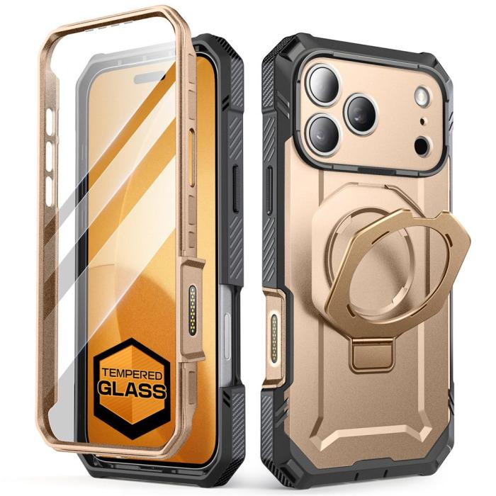 Bild 2, Supcase iPhone 17 Pro Skal MagSafe Unicorn Beetle Grip Pro Desert Gold