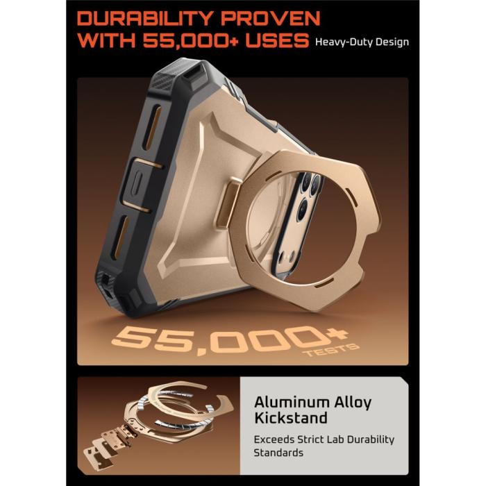 Bild 5, Supcase iPhone 17 Pro Max Skal MagSafe Unicorn Beetle Grip Pro Desert Gold