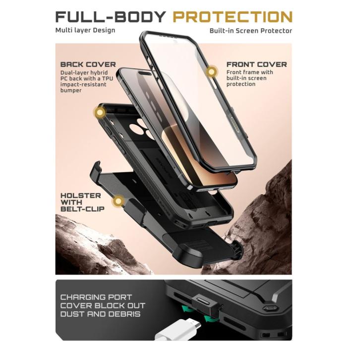 Bild 3, Supcase iPhone 17 Pro Skal Unicorn Beetle Pro Svart
