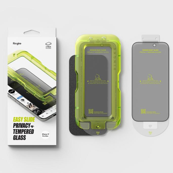 Bild 6, Ringke iPhone 17 Pro 2-PACK Easy Slide Skärmskydd Härdat Glas