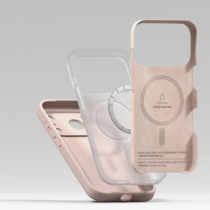 Bild 6, Ringke iPhone 17 Pro Skal MagSafe Silikon Pink Sand