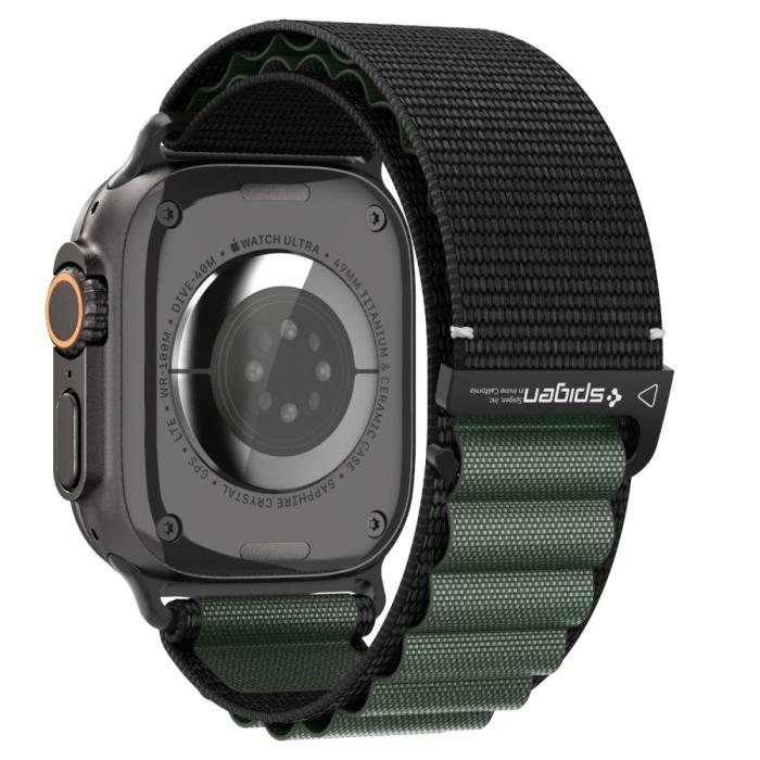 Bild 2, Spigen Apple Watch 42/44/45/46/49 mm Armband Svart/Grön