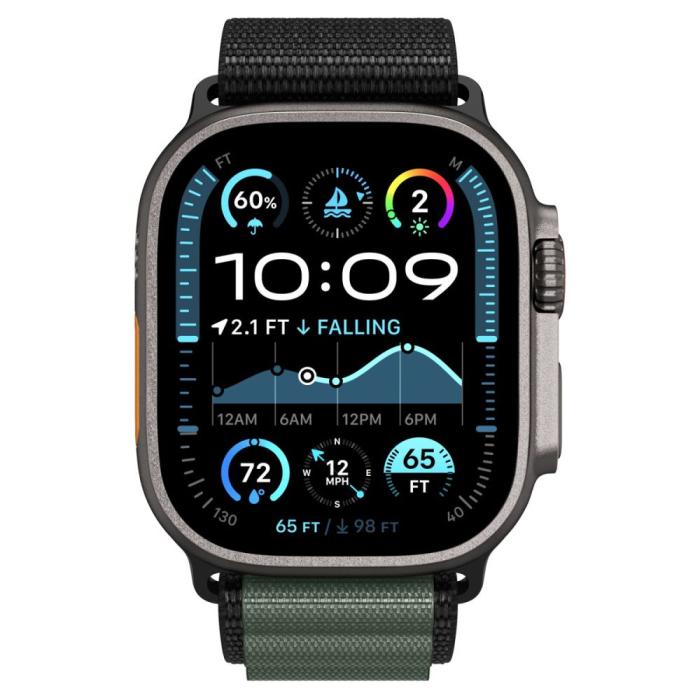Bild 4, Spigen Apple Watch 42/44/45/46/49 mm Armband Svart/Grön