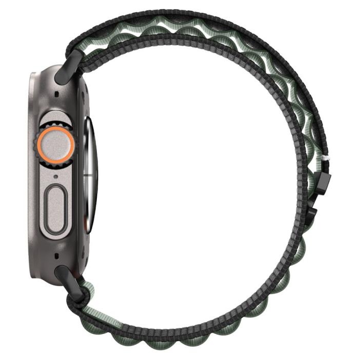 Bild 6, Spigen Apple Watch 42/44/45/46/49 mm Armband Svart/Grön
