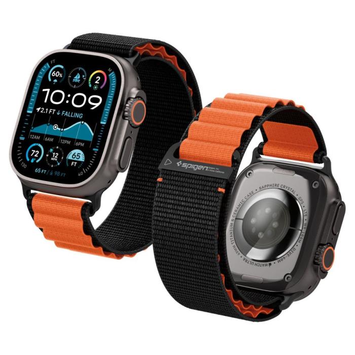 Bild 1, Spigen Apple Watch 42/44/45/46/49 mm Armband Svart/Orange