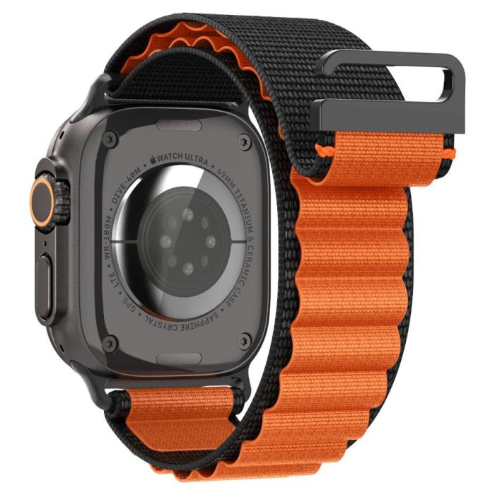 Bild 3, Spigen Apple Watch 42/44/45/46/49 mm Armband Svart/Orange