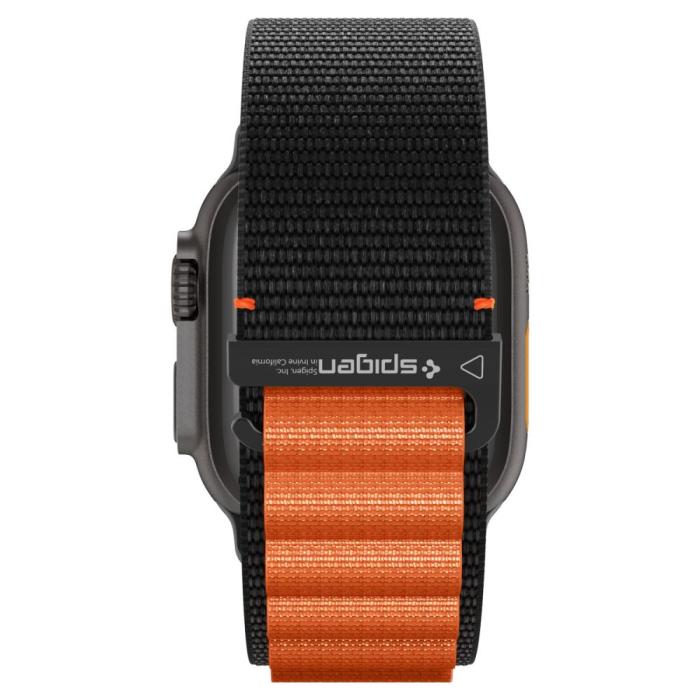 Bild 5, Spigen Apple Watch 42/44/45/46/49 mm Armband Svart/Orange
