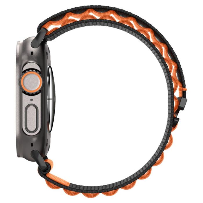 Bild 6, Spigen Apple Watch 42/44/45/46/49 mm Armband Svart/Orange