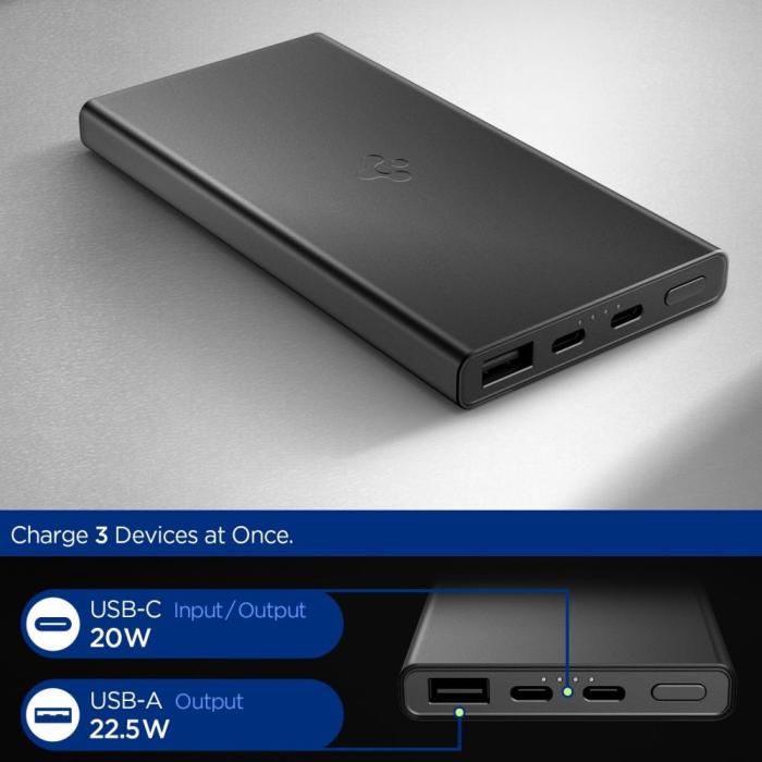Bild 2, Spigen 10000 mAh 22.5W Powerbank Essential Svart