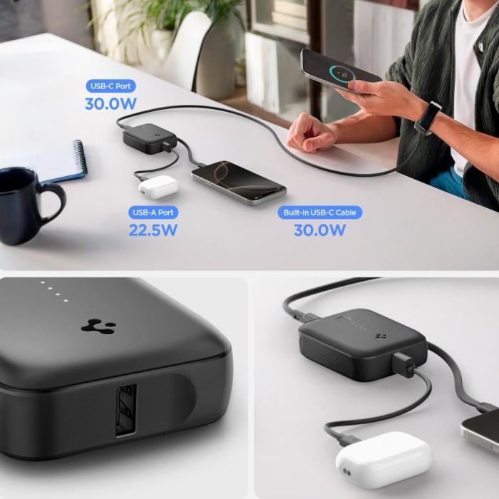 Bild 2, Spigen 10000 mAh 30W Powerbank Essential Svart