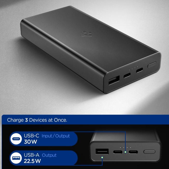 Bild 2, Spigen 20000 mAh 30W Powerbank Svart