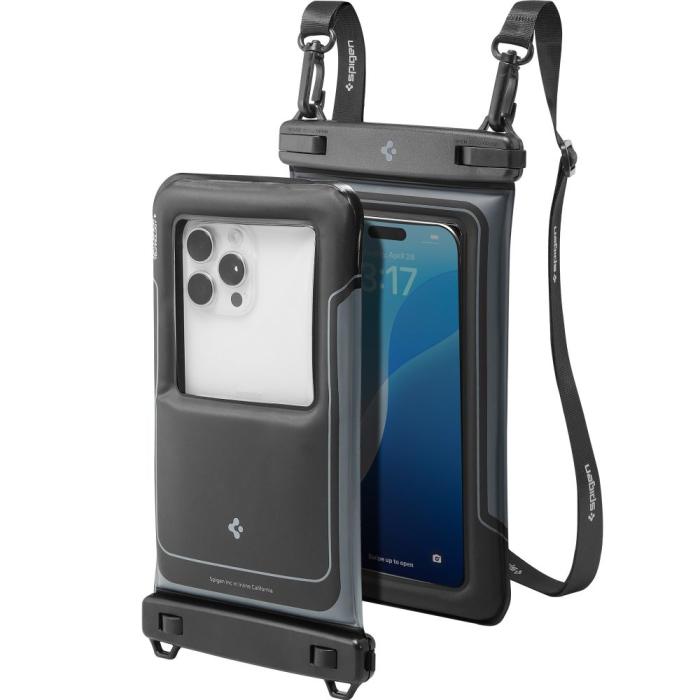 Bild 1, Spigen 2-PACK Universal Vattentät Påse / Mobilväska Svart